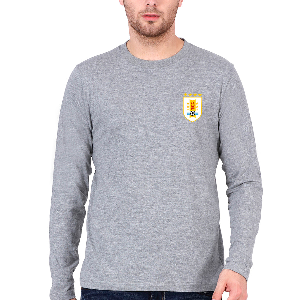 Uruguay Football Full Sleeves T-Shirt for Men-Grey Melange-Ektarfa.online