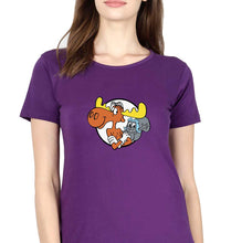 Load image into Gallery viewer, The Adventures of Rocky and Bullwinkle and Friends T-Shirt for Women-Purple-Ektarfa.online
