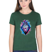 Load image into Gallery viewer, Wolf T-Shirt for Women-Dark Green-Ektarfa.online
