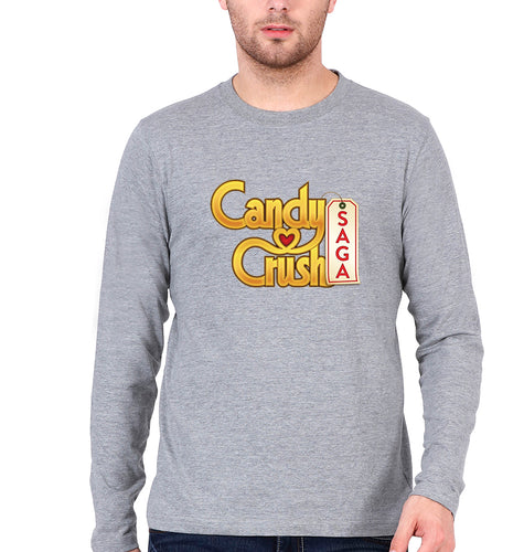 Candy Crush Full Sleeves T-Shirt for Men-Grey Melange-Ektarfa.online