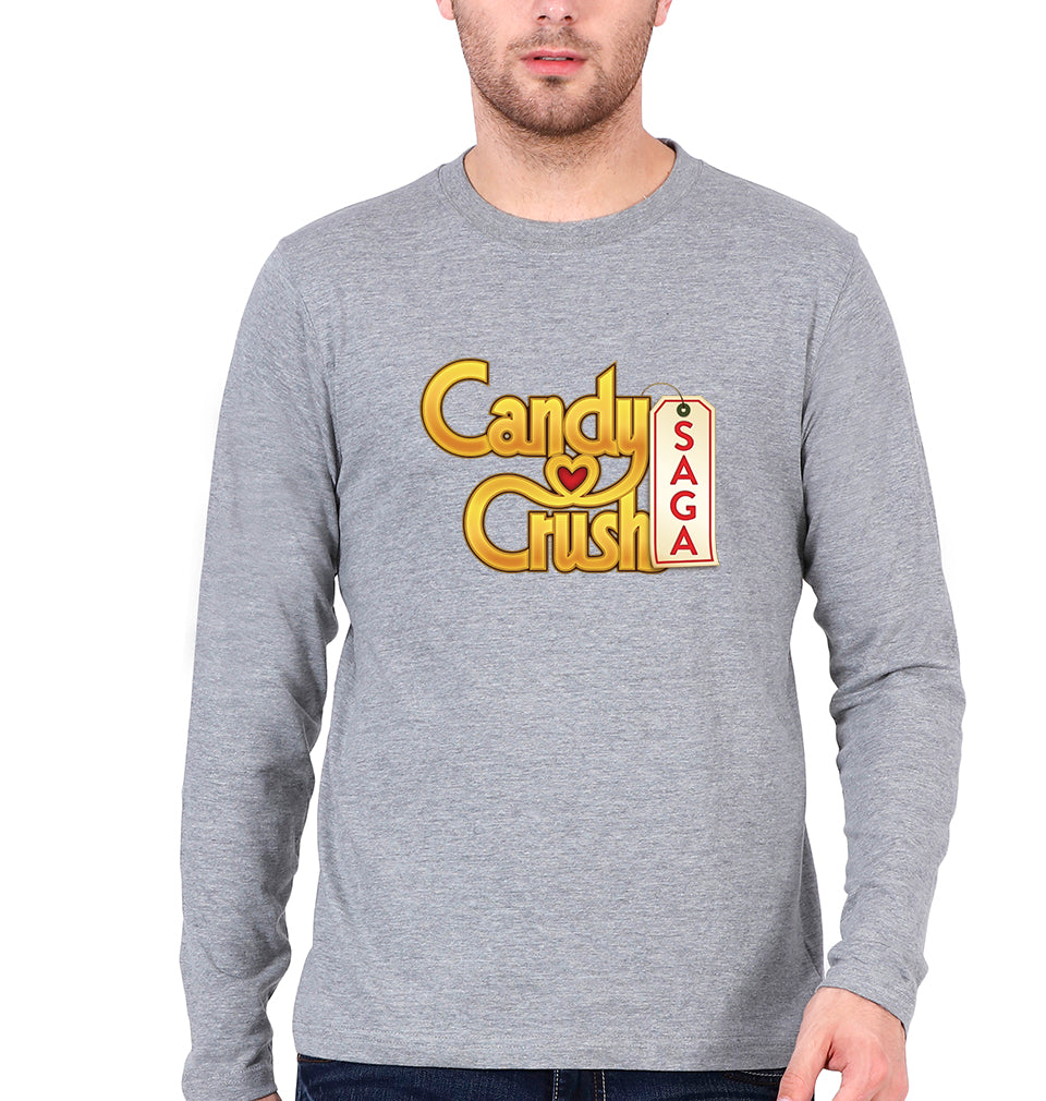 Candy Crush Full Sleeves T-Shirt for Men-Grey Melange-Ektarfa.online