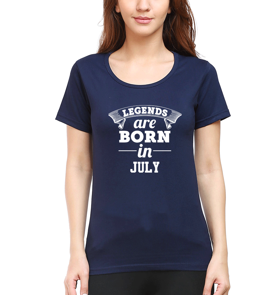 Legends are Born in July T-Shirt for Women-Navy Blue-Ektarfa.online