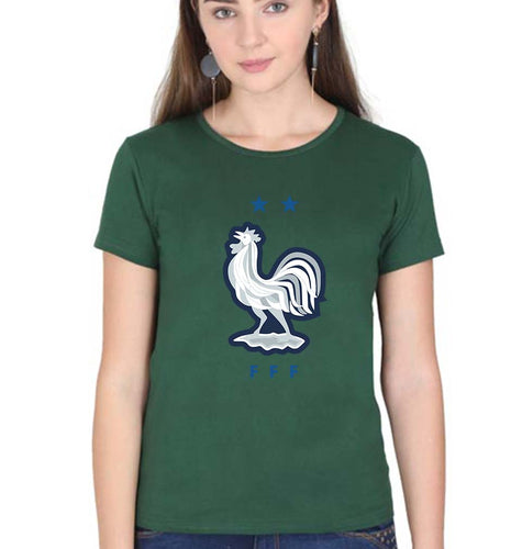 France Football T-Shirt for Women-Dark Green-Ektarfa.online