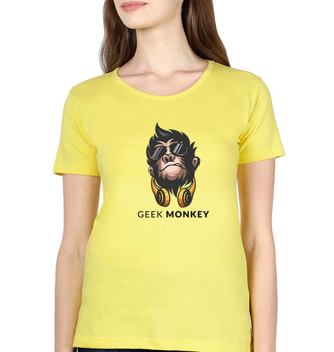 Geek Monkey T-Shirt for Women-Yellow-Ektarfa.online