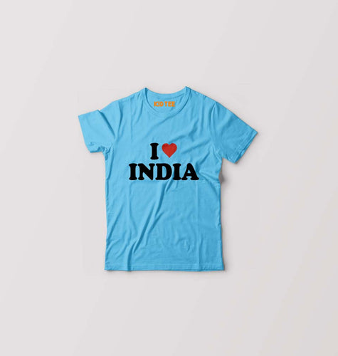 I Love India Kids T-Shirt for Boy/Girl-Light Blue-Ektarfa.online
