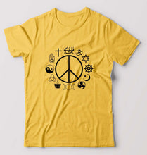 Load image into Gallery viewer, Peace Religious Symbols T-Shirt for Men-Golden Yellow-Ektarfa.online
