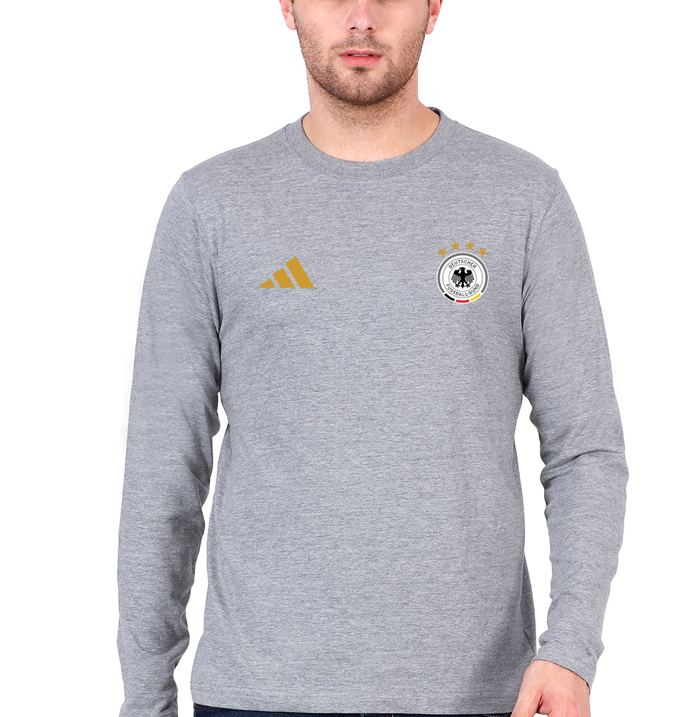 Germany Football Full Sleeves T-Shirt for Men-Grey Melange-Ektarfa.online