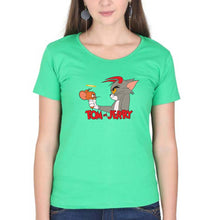 Load image into Gallery viewer, Tom and Jerry T-Shirt for Women-flag green-Ektarfa.online

