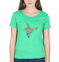 Load image into Gallery viewer, India T-Shirt for Women-flag green-Ektarfa.online
