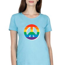 Load image into Gallery viewer, Peace Pride T-Shirt for Women-Light Blue-Ektarfa.online

