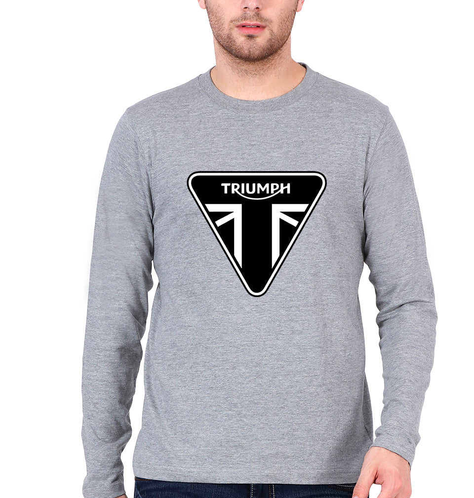 Triumph Full Sleeves T-Shirt for Men-S(38 Inches)-Grey Melange-Ektarfa.online