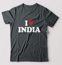 Load image into Gallery viewer, I Love India T-Shirt for Men-Steel grey-Ektarfa.online
