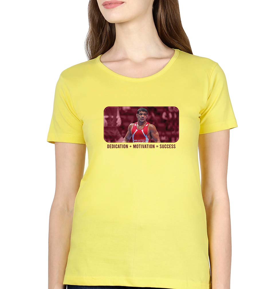 Sushil Kumar T-Shirt for Women-Yellow-Ektarfa.online