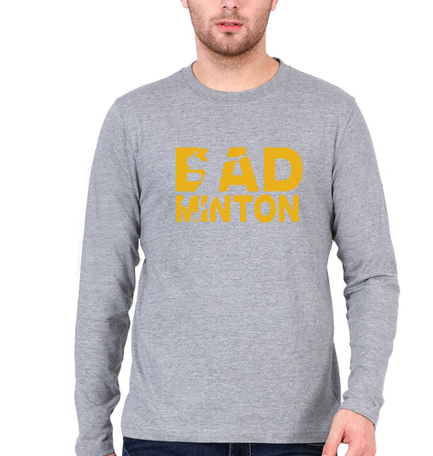 Badminton Full Sleeves T-Shirt for Men-Grey Melange-Ektarfa.online