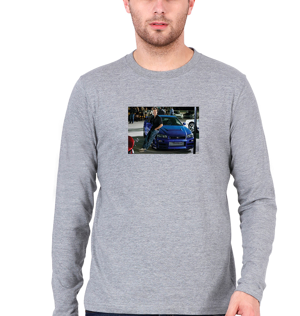 paul walker fast and furious Full Sleeves T-Shirt for Men-Grey Melange-Ektarfa.online