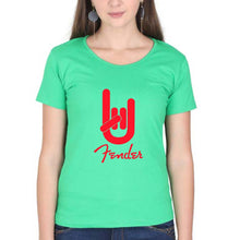 Load image into Gallery viewer, Fender Rock Hand T-Shirt for Women-flag green-Ektarfa.online
