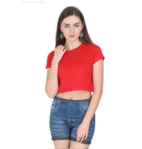 Plain Red Crop Top for Women-ektarfa.com