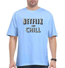 Load image into Gallery viewer, Netflix and chill Oversized T-Shirt for Men-Baby Blue-Ektarfa.online
