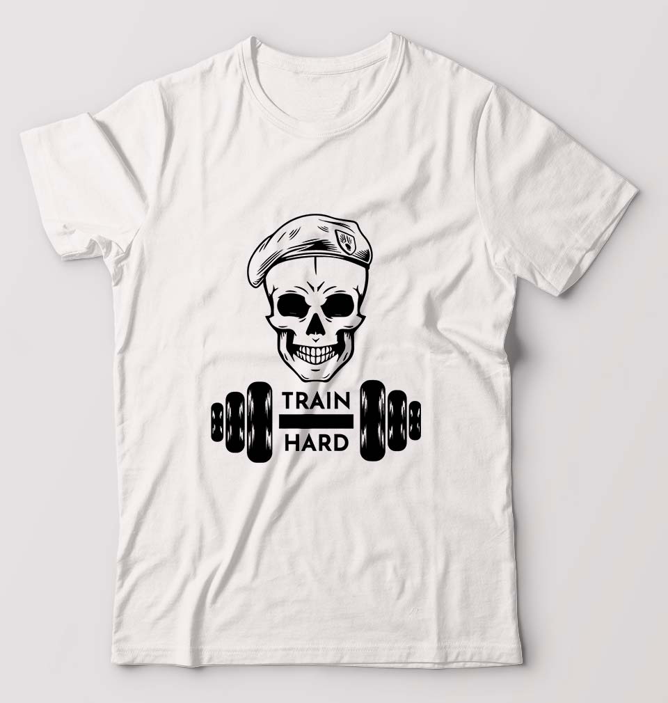 Gym Train Hard T-Shirt for Men-White-Ektarfa.online