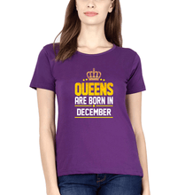 Load image into Gallery viewer, Queens Are Born In December T-Shirt for Women-Purple-Ektarfa.online

