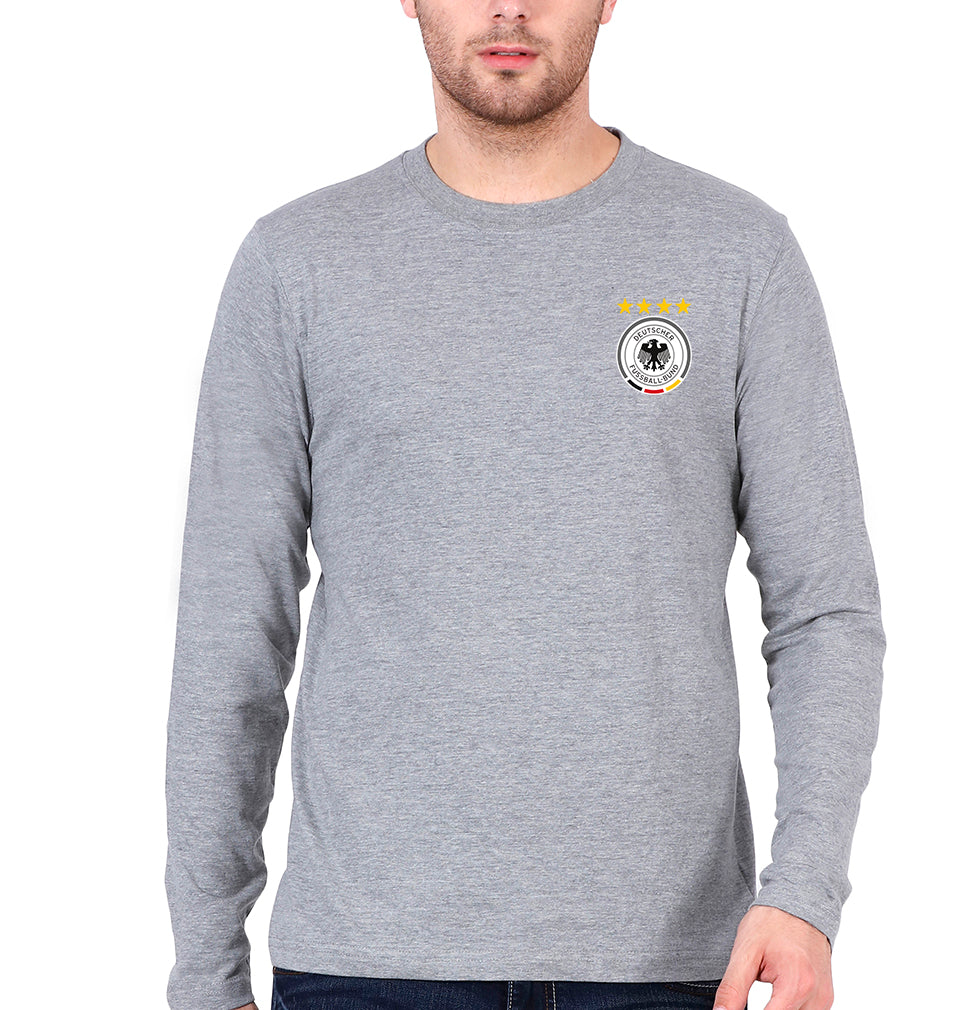 Germany Football Full Sleeves T-Shirt for Men-Grey Melange-Ektarfa.online
