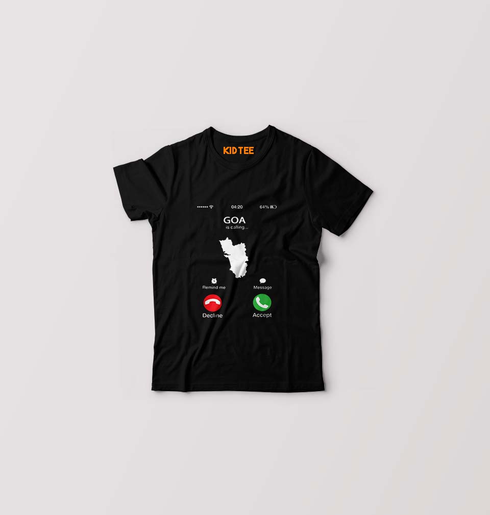 Goa Calling Kids T-Shirt for Boy/Girl-Black-Ektarfa.online