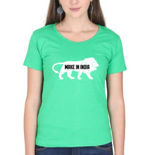 Load image into Gallery viewer, Make in India T-Shirt for Women-flag green-Ektarfa.online
