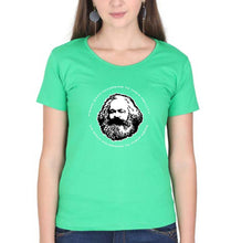 Load image into Gallery viewer, Karl Marx T-Shirt for Women-flag green-Ektarfa.online
