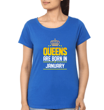 Load image into Gallery viewer, Queens Are Born In January T-Shirt for Women-Royal Blue-Ektarfa.online
