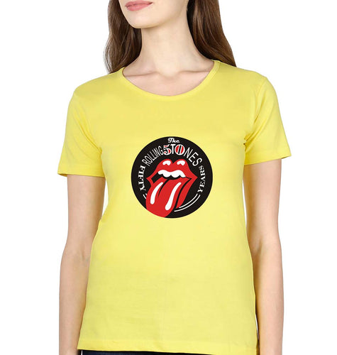 Rolling Stones T-Shirt for Women-Yellow-Ektarfa.online