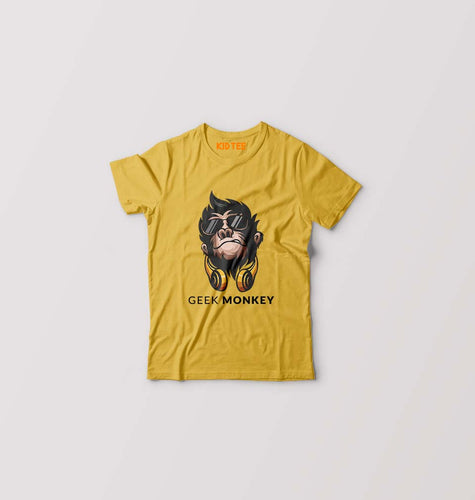 Geek Monkey Kids T-Shirt for Boy/Girl-Golden Yellow-Ektarfa.online