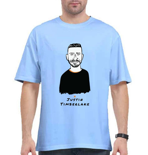 Justin Timberlake Oversized T-Shirt for Men-Baby Blue-Ektarfa.online