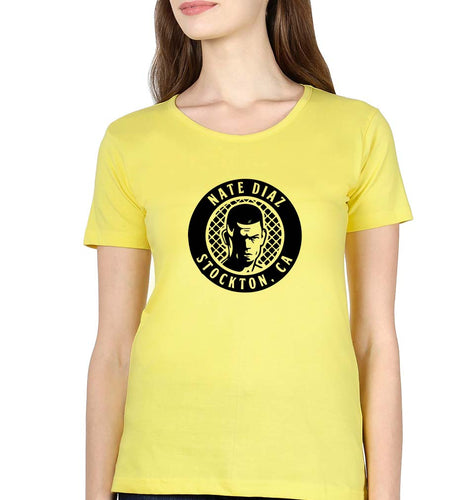Nate Diaz UFC T-Shirt for Women-Yellow-Ektarfa.online