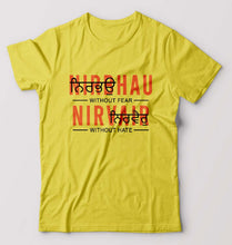 Load image into Gallery viewer, Nirbhau Nirvair T-Shirt for Men-Yellow-Ektarfa.online
