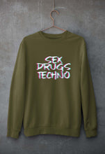 Load image into Gallery viewer, Sex Drugs Techno Unisex Sweatshirt for Men/Women-Olive Green-Ektarfa.online
