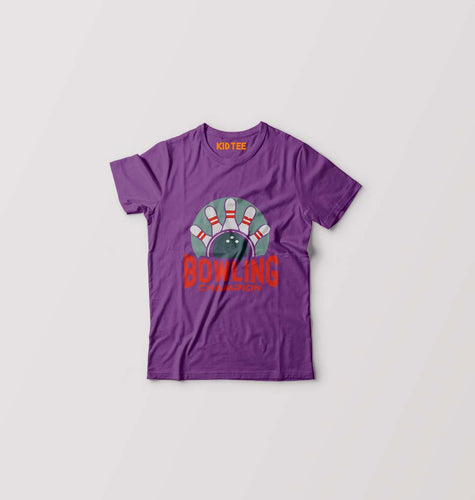Bowling Champion Kids T-Shirt for Boy/Girl-Purple-Ektarfa.online