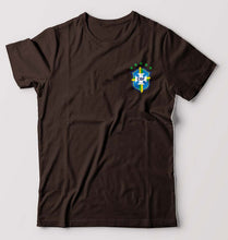 Load image into Gallery viewer, Brazil Football T-Shirt for Men-S(38 Inches)-Coffee Brown-Ektarfa.online

