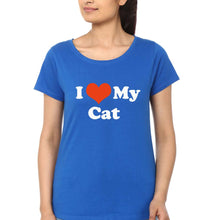 Load image into Gallery viewer, I Love My Cat T-Shirt for Women-Royal Blue-Ektarfa.online
