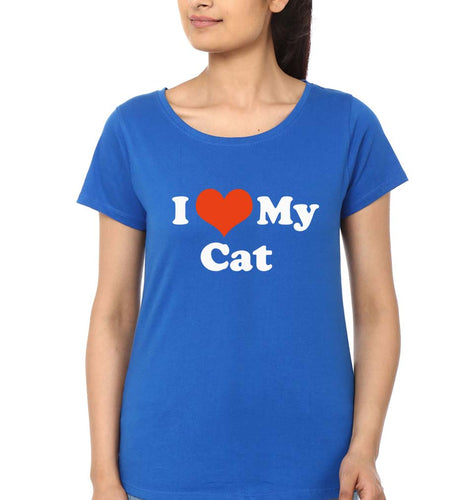 I Love My Cat T-Shirt for Women-Royal Blue-Ektarfa.online