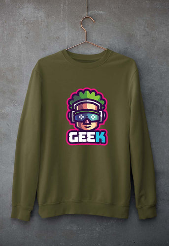 Geek Unisex Sweatshirt for Men/Women-Olive Green-Ektarfa.online