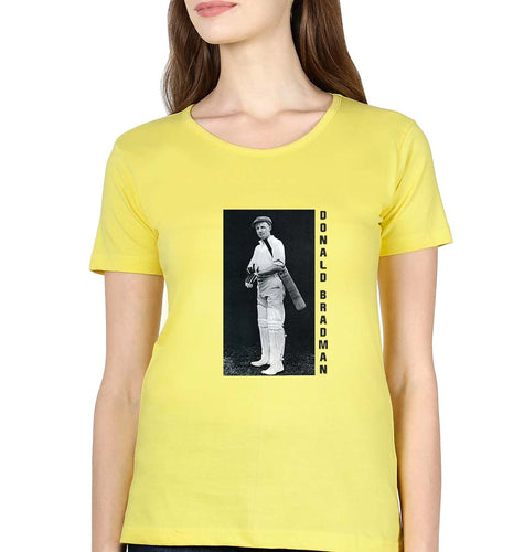 Donald Bradman T-Shirt for Women-Yellow-Ektarfa.online