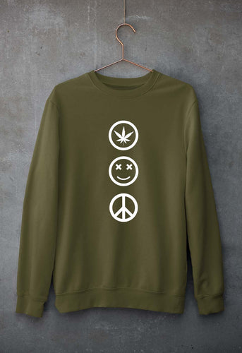 Weed Happy Peace Unisex Sweatshirt for Men/Women-Olive Green-Ektarfa.online