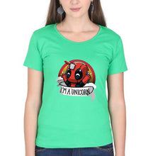 Load image into Gallery viewer, Deadpool Unicorn T-Shirt for Women-flag green-Ektarfa.online

