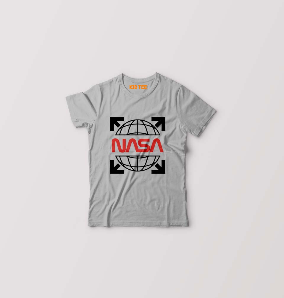 Nasa White Off Tee Kids T-Shirt for Boy/Girl-Grey-Ektarfa.online