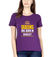 Load image into Gallery viewer, Queens Are Born In August T-Shirt for Women-Purple-Ektarfa.online
