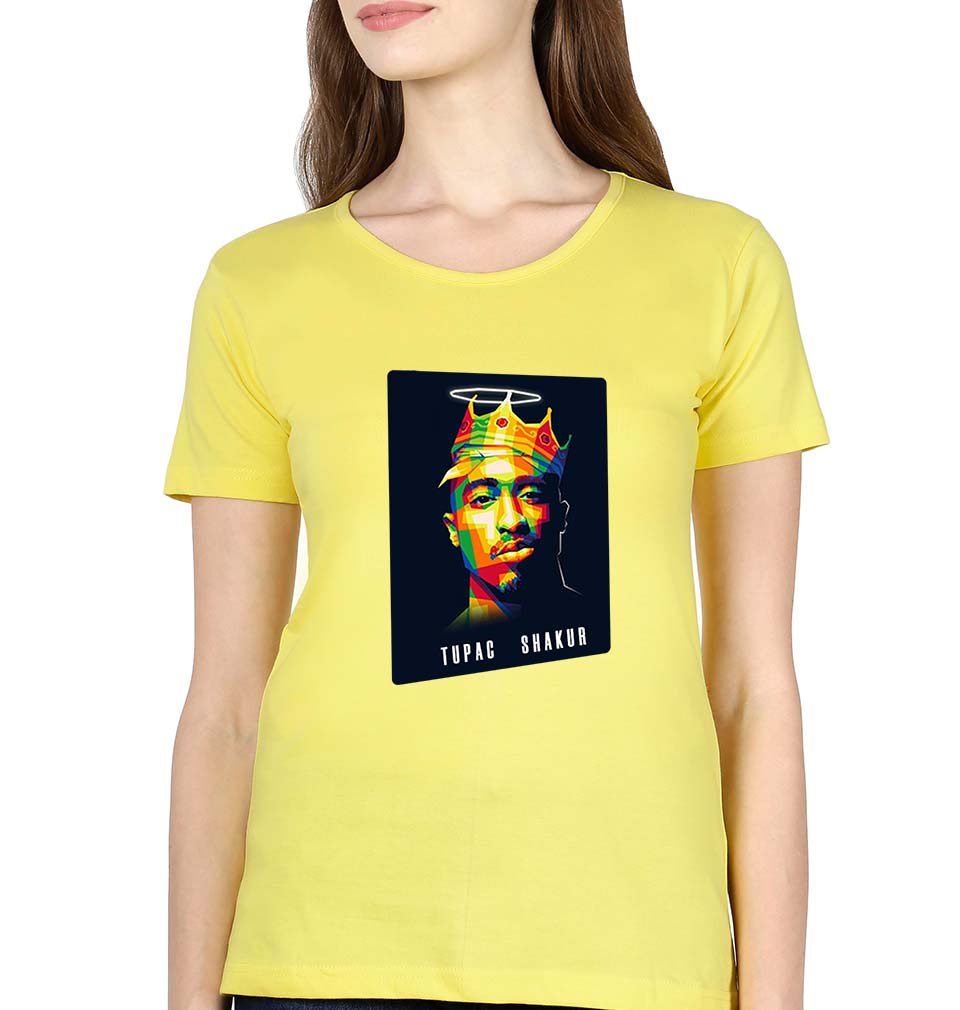 2Pac Tupac T-Shirt for Women-Yellow-Ektarfa.online