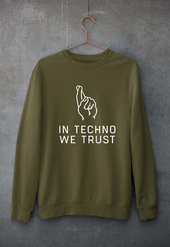 Techno Unisex Sweatshirt for Men/Women-Olive Green-Ektarfa.online