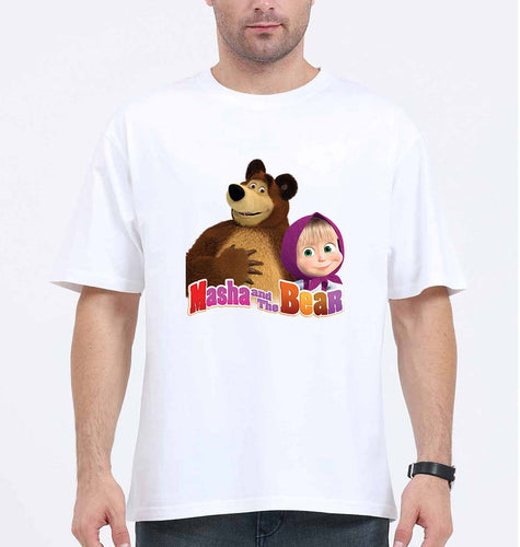 Masha and the Bear Oversized T-Shirt for Men-White-Ektarfa.online