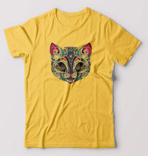 Load image into Gallery viewer, Psychedelic Cat T-Shirt for Men-Golden yellow-Ektarfa.online
