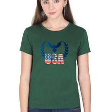 Load image into Gallery viewer, USA America T-Shirt for Women-Dark Green-Ektarfa.online
